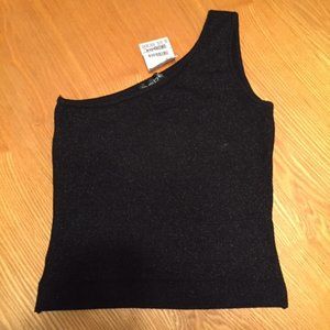 Bebe Black One Shoulder Top Sz M, New With Tags